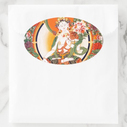 Lieve Tibetaanse boeddhistische kunst Ovale Sticker (Tas)