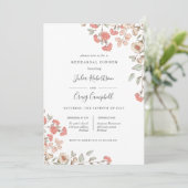 Lieve Tiny Blush flower bos Rehearsal Dinner Kaart (Staand voorkant)