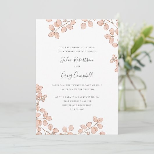 Lieve Tiny Pink bladeren Whimsical Kaart (Staand voorkant)