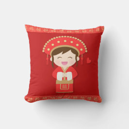 Lieve traditionele Chinese bruid huwelijksdecorati Kussen