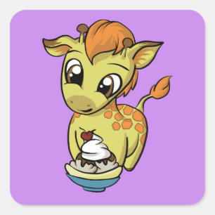 Lieve traktatie! Giraffe Vierkante Sticker