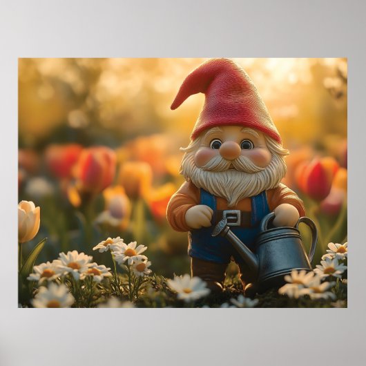 Lieve Tuinkabouter met Gietkan Poster (Voorkant)