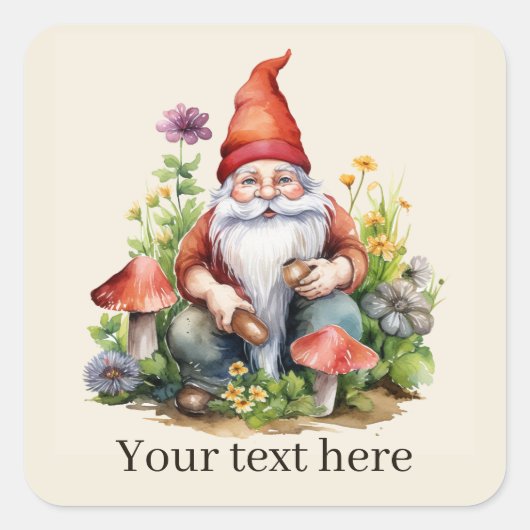 Lieve tuinkabouter tekst toevoegen  vierkante sticker (Voorkant)