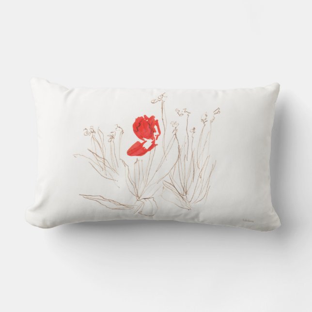 Lieve tulp in de wind en de regen gooien kussen (Voorkant)