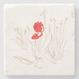 Lieve tulp in de wind en de regen stenen onderzetter