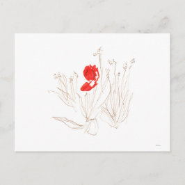 Lieve tulp in het briefkaart van de wind en de reg