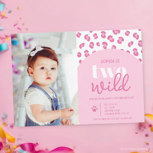 Lieve Twee Wilde Meisjes 2e Verjaardagsuitnodiging Kaart