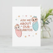 Lieve Tweeling Baby Burrito Aankondiging Illustrat (Staand voorkant)