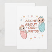 Lieve Tweeling Baby Burrito Aankondiging Illustrat (Voorkant / Achterkant)