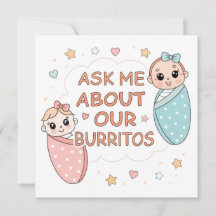 Lieve Tweeling Baby Burrito Aankondiging Illustrat