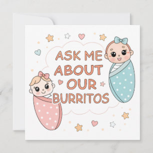 Lieve Tweeling Baby Burrito Aankondiging Illustrat
