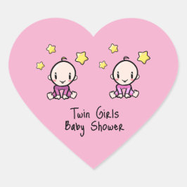 Lieve Tweeling Meisjes, Roze, Persoonlijke Tweelin Hart Sticker