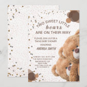 Lieve Tweelingberen Baby Uitnodiging (Voorkant / Achterkant)