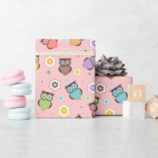 Lieve Uil en Bloemendesign Cadeaupapier (Baby Shower)