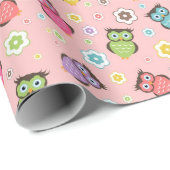 Lieve Uil en Bloemendesign Cadeaupapier (Rol Hoek)