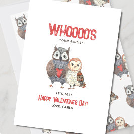 Lieve uil grap beste vriendin Valentijnsdag Feestdagenkaart
