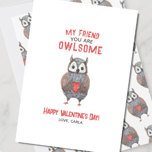 Lieve Uil Vriend Valentijnsdag Feestdagenkaart