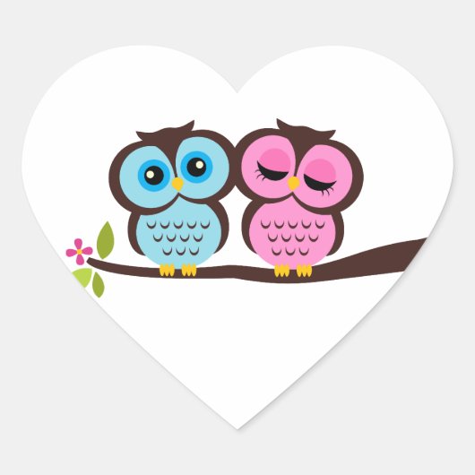Lieve Uilen Hart Sticker (Voorkant)