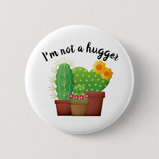 Lieve Uitdrukking Cactus / Succulent Knop Ronde Button 5,7 Cm (Voorkant)