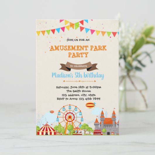 Lieve uitnodiging voor amusement feestje (Staand voorkant)