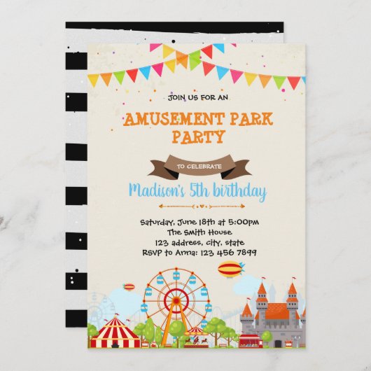 Lieve uitnodiging voor amusement feestje (Voorkant / Achterkant)