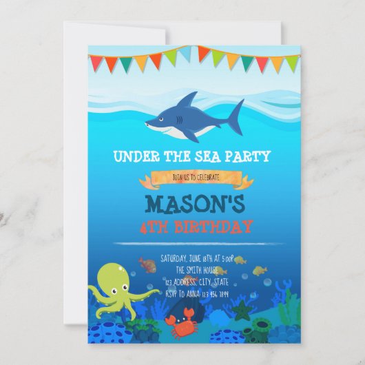 Lieve uitnodiging voor onderzee feestje (Voorkant)