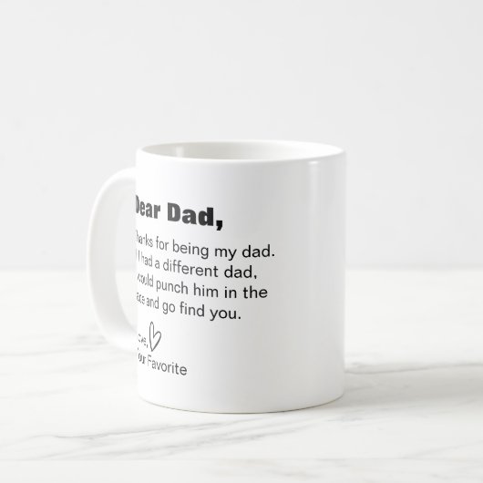 Lieve vader, bedankt voor mijn vader grappige humo koffiemok (Voorkant links)