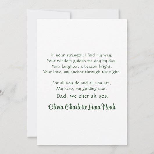 Lieve vader en zoon rijden in een klassieke auto i feestdagenkaart (Achterkant)