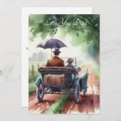 Lieve vader en zoon rijden in een klassieke auto i feestdagenkaart (Voorkant / Achterkant)