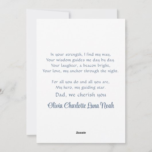 Lieve vader en zoon skiën samen in waterverf feestdagenkaart (Achterkant)