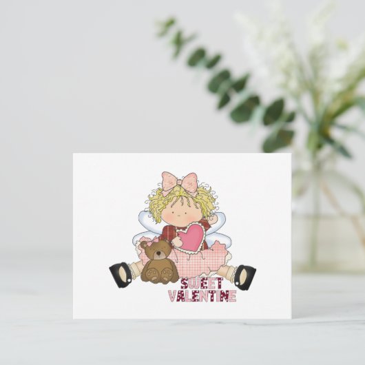 lieve valentijn blonde kleine meid cutie feestdagenkaart (Staand voorkant)