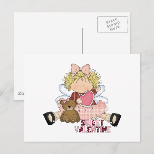 lieve valentijn blonde kleine meid cutie feestdagenkaart (Voorkant / Achterkant)