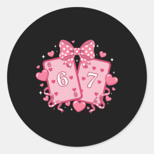 Lieve Valentijn zes zeven speelkaarten hart vrouw Ronde Sticker