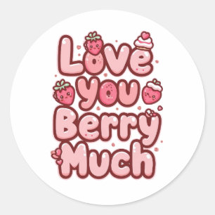 Lieve Valentijnsdag Fruit en Cupcake Citaat Ronde Sticker