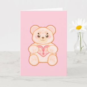 Lieve Valentijnsdagbeer met rood hart Kaart