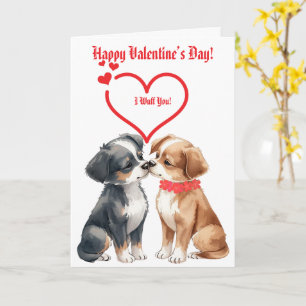 lieve Valentijnskaart met hondjes Gefaltste Wenska Kaart