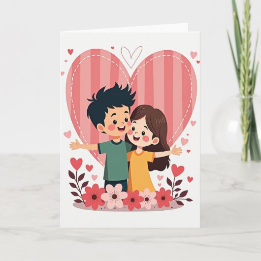 Lieve Valentijnskaart met Knuffel voor Kinderen Kaart (Voorkant)