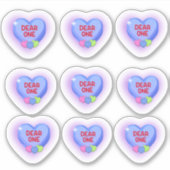 Lieve Valentijnskaart met paarse hartjes snoep Sticker (Voorkant)