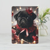 Lieve Valentijnskaart met Pug Feestdagenkaart (Staand voorkant)