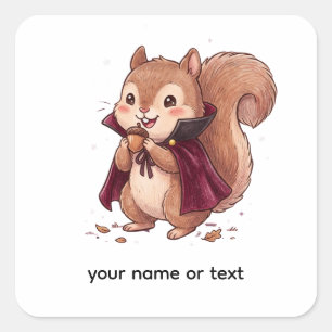 Lieve Vampier Eekhoorn met Eikel Halloween Cape Ja Vierkante Sticker