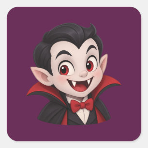 Lieve Vampier Halloween Cartoon Vierkante Sticker