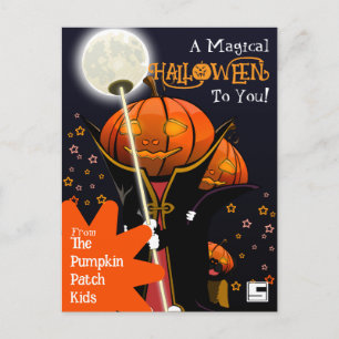 Lieve Vampier Pompoen Kinderen Halloween Ontwerp Briefkaart