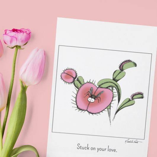 Lieve Venusvliegenvanger Plant Valentijnsdag Roman Kaart