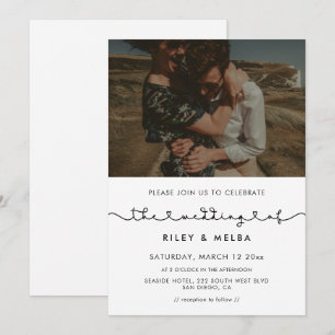 Lieve verbindende hart lettertype trouwfoto kaart