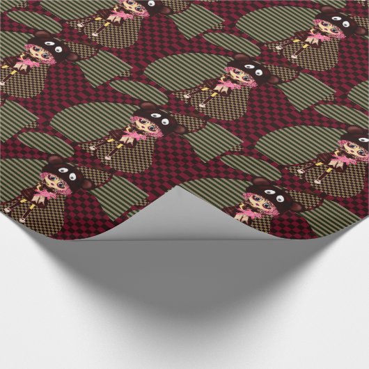 Lieve Verdrietige Kawaii Meisje PinkyP door LeahG Cadeaupapier (Hoek)