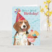 Lieve verjaardag Beagle Kaart (Gele Bloem)