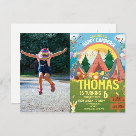 Lieve verjaardag moderne kinderen briefkaart (Voorkant / Achterkant)