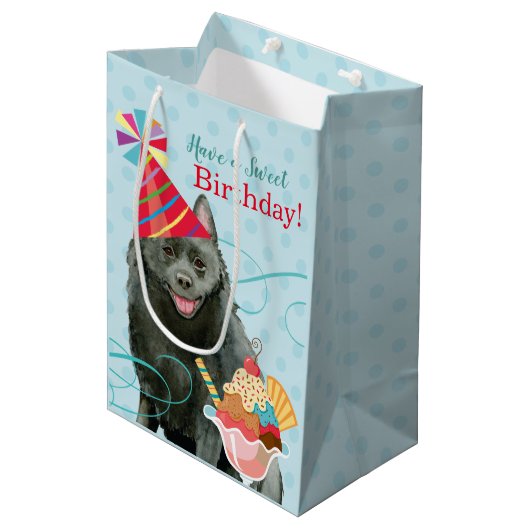Lieve verjaardag Schipperke Medium Cadeauzakje (Voorkant Gekanteld)