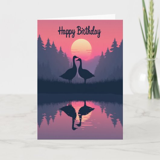 Lieve Verjaardag Twilight Birds Kaart (Voorkant)