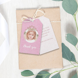 Lieve verjaardag Whimsical Prinses Cute Tiara Foto Cadeaulabel